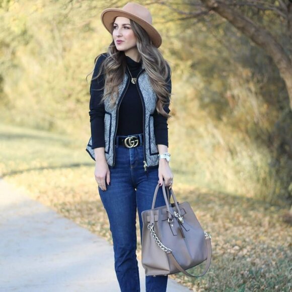 J. Crew Excursion Blogger Favorite Quilted Down Fill Vest Herringbone XS - Picture 4 of 16